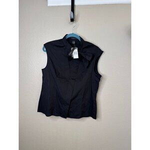 NWT-Grace Elements Women's Black Blouse size 12 sleeveless pullover cotton‎